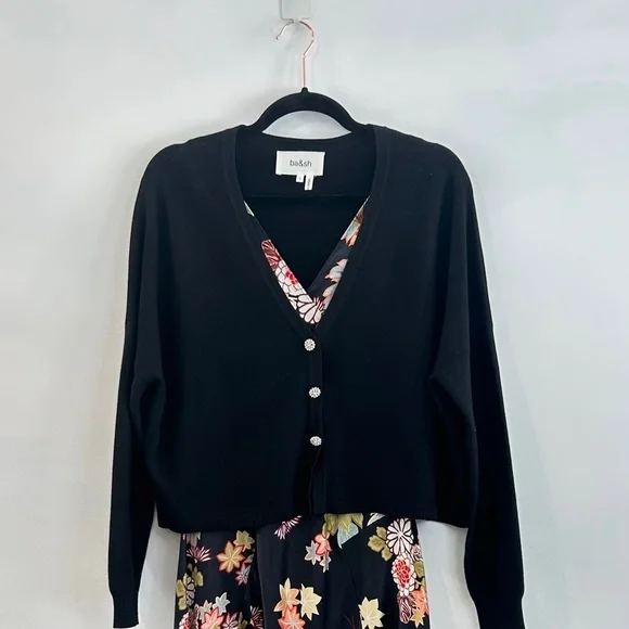 ba&sh Cropped Santana Knit Cardigan With Rhinestone Buttons - Picture 8 of 13